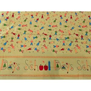 1.7 Yard Vintage Y2K Green School Days Kids Children Quilting Fabric 62x40